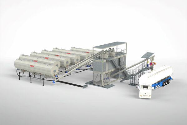 Impianto mobile container per dosaggio e miscelazione polveri 3D per la produzione di premiscelati