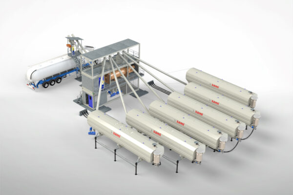 Centrale mobile container de dosage et de mélange de poudres 3D pour la production de prémélanges