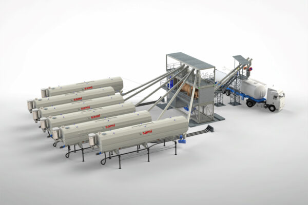 Centrale mobile container de dosage et de mélange de poudres 3D pour la production de prémélanges