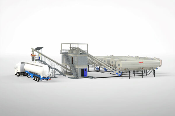 Centrale mobile container de dosage et de mélange de poudres 3D pour la production de prémélanges