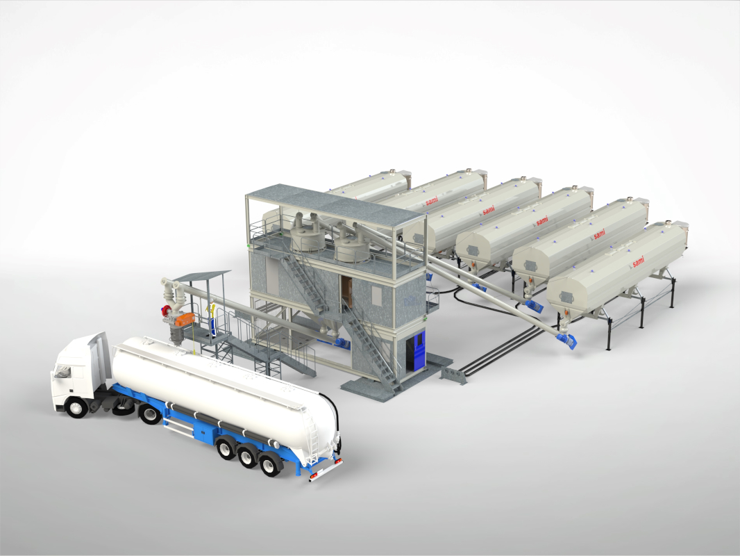 Centrale mobile container de dosage et de mélange de poudres 3D pour la production de prémélanges Centrale mobile container de dosage et de mélange de poudres 3D pour la production de prémélanges