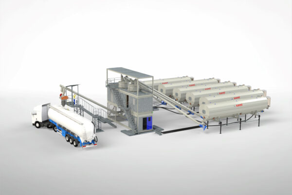Centrale mobile container de dosage et de mélange de poudres 3D pour la production de prémélanges