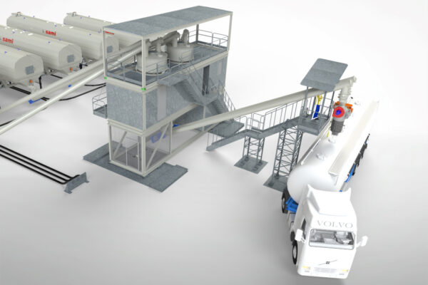 Centrale mobile container de dosage et de mélange de poudres 3D pour la production de prémélanges