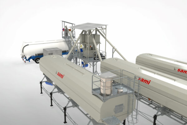 Centrale mobile de dosage et de mélange de poudres 3D pour la production de prémélanges