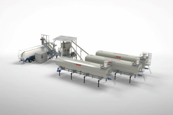 Centrale mobile de dosage et de mélange de poudres 3D pour la production de prémélanges